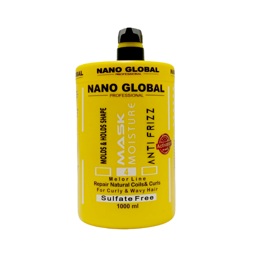 ماسک مو فاقد سولفات نانو گلوبال زرد مناسب موهای فر و مجعد