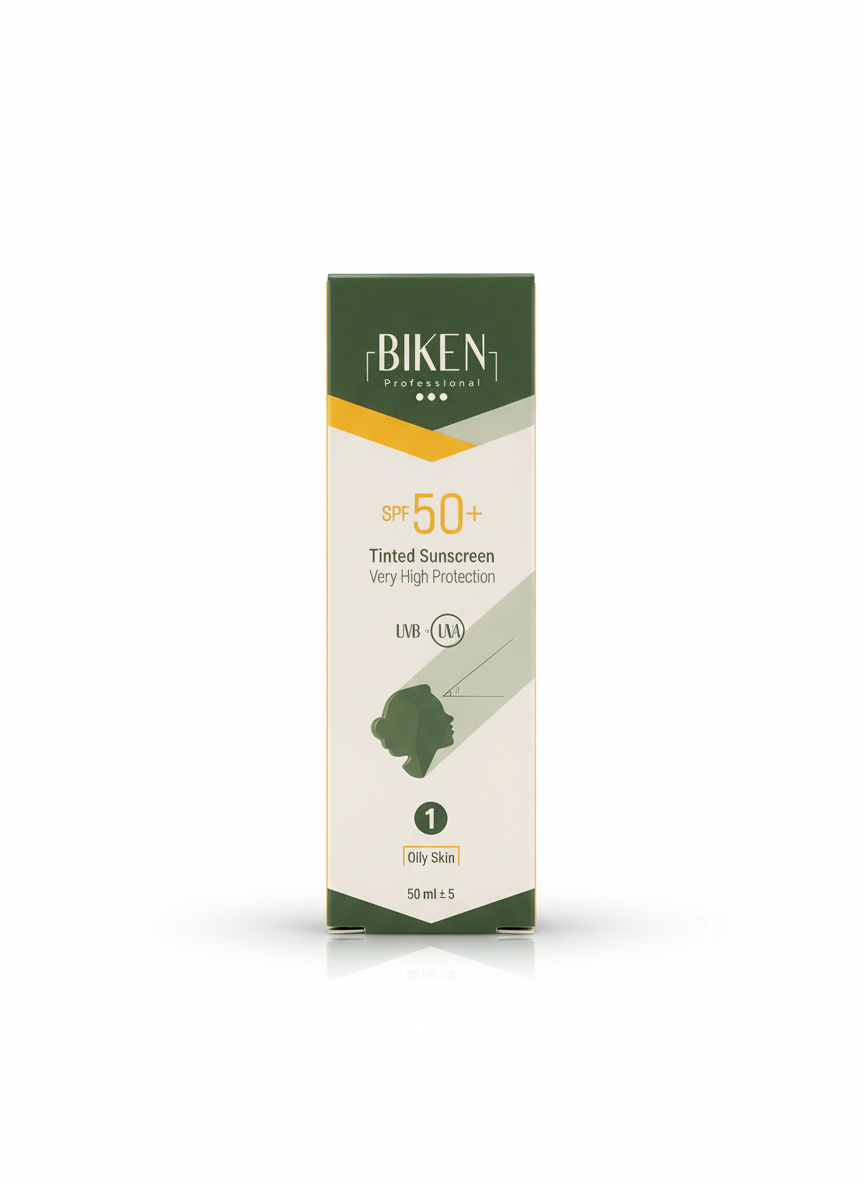 کرم ضدآفتاب رنگی بیکن BIKEN SPF50 مناسب پوست چرب– شماره 01 (بژ روشن) حجم 50 میل